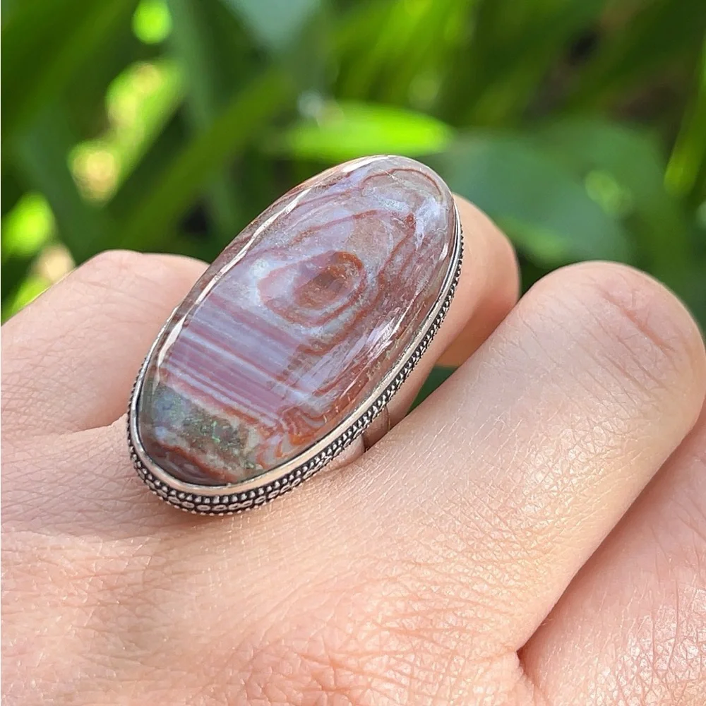 Size 6.75 925 silver‎ plated dolomite ring